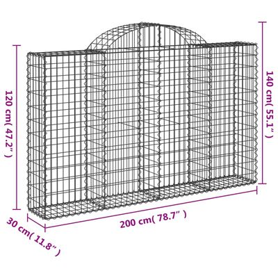 vidaXL Paniers à gabions arqués 25 pcs 200x30x120/140 cm Fer galvanisé