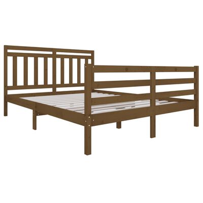 vidaXL Cadre de lit Marron miel 150x200 cm Très grand Bois massif