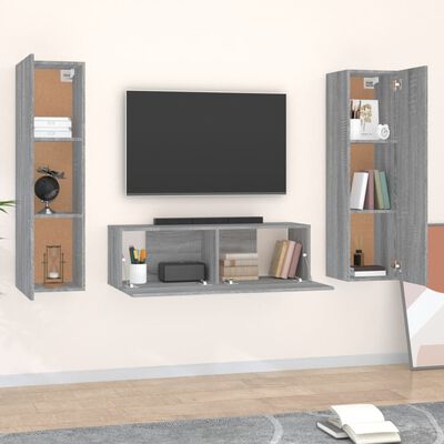 vidaXL Ensemble de meubles TV 3 pcs Sonoma gris Bois d'ingénierie