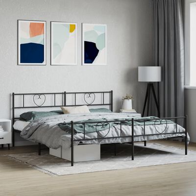 vidaXL Cadre de lit métal sans matelas avec pied de lit noir 200x200cm