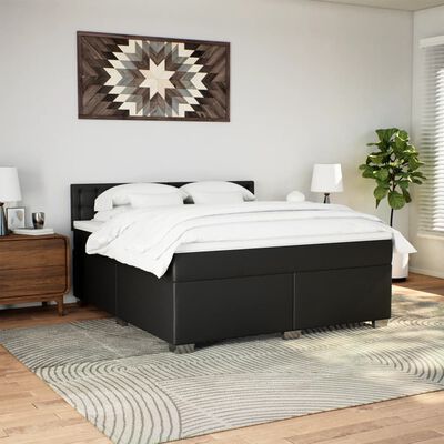 vidaXL Sommier à lattes de lit avec matelas Noir 180x200 cm Similicuir