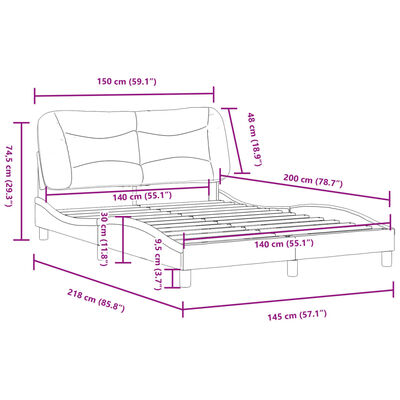 VidaXL Cadre de lit sans matelas cappuccino 140x200 cm similicuir