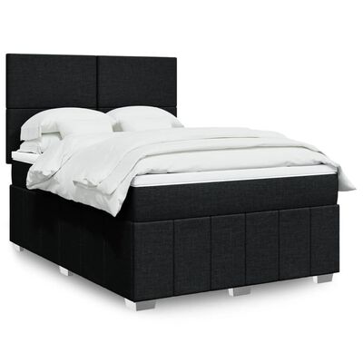 vidaXL Sommier à lattes de lit avec matelas Noir 140x200 cm Tissu