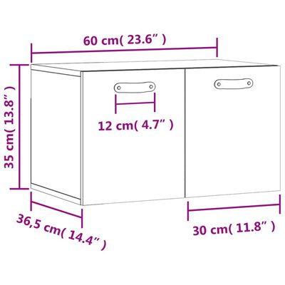 vidaXL Armoire murale Blanc brillant 60x36,5x35 cm Bois d'ingénierie