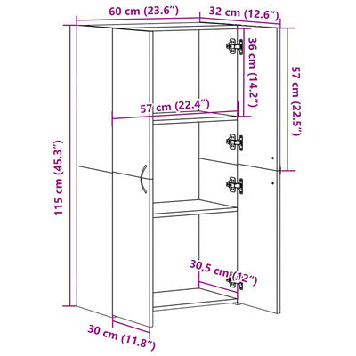 vidaXL Armoire de classement chêne marron 60x32x115 cm bois ingénierie