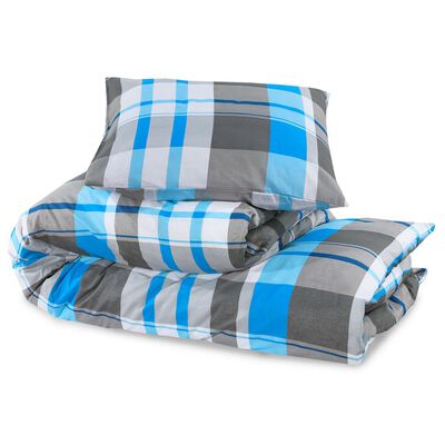 vidaXL Ensemble de housse de couette Bleu et gris 225x220 cm Coton