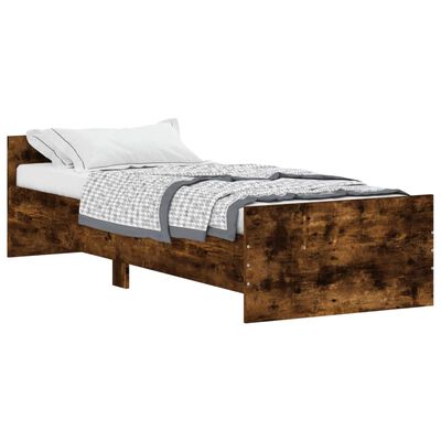 vidaXL Cadre de lit sans matelas chêne fumé 75x190cm bois d'ingénierie