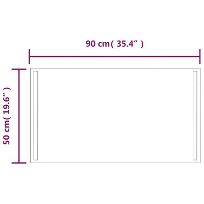 vidaXL Miroir de salle de bain à LED 50x90 cm