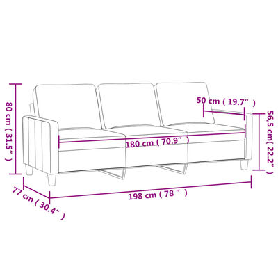 vidaXL Canapé à 3 places Gris clair 180 cm Velours