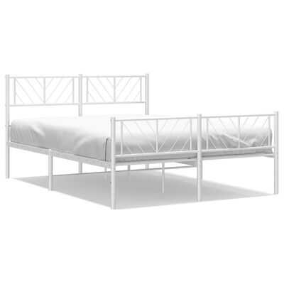 vidaXL Cadre de lit métal sans matelas et pied de lit blanc 120x200 cm