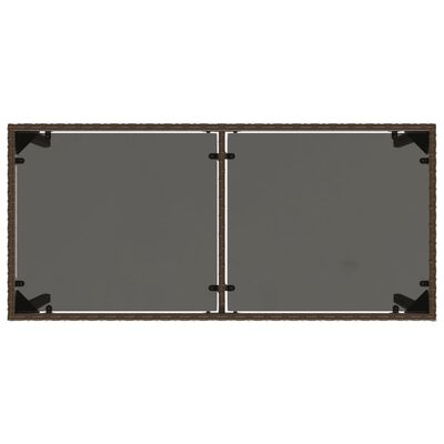 vidaXL Table de jardin dessus en verre marron 115x54x74 cm poly rotin