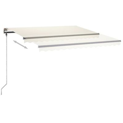 vidaXL Auvent manuel rétractable avec LED 450x350 cm Crème