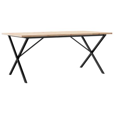 vidaXL Table à manger cadre en X 180x90x75,5 cm bois pin massif acier