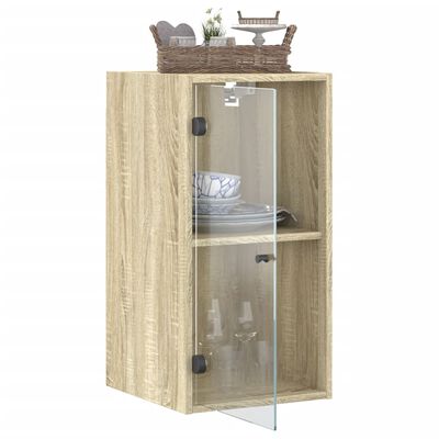 vidaXL Armoire murale avec portes en verre chêne sonoma 35x37x68,5 cm