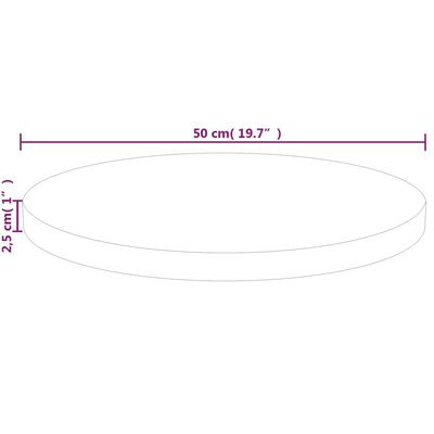 vidaXL Dessus de table rond Ø50x2,5 cm Bois de chêne massif non traité