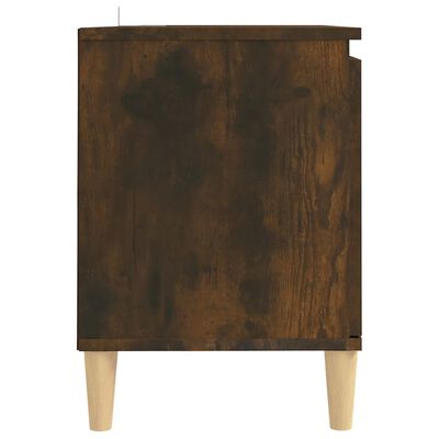 vidaXL Meuble TV avec pieds en bois solide Chêne fumé 103,5x35x50 cm