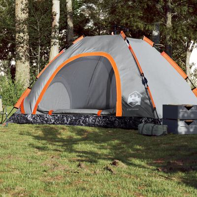 vidaXL Tente de camping 5 personnes gris et orange libération rapide