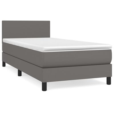 vidaXL Sommier à lattes de lit avec matelas Gris 90x200 cm Similicuir