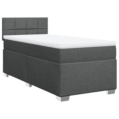 vidaXL Sommier à lattes de lit avec matelas Gris foncé 100x200cm Tissu