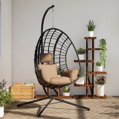 vidaXL Chaise suspendue en forme d'œuf et support taupe rotin et acier