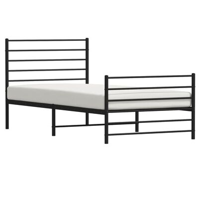 vidaXL Cadre de lit métal sans matelas avec pied de lit noir 107x203cm