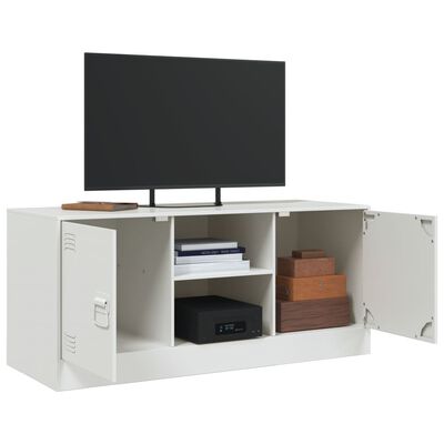 vidaXL Meuble TV blanc 99x39x44 cm acier