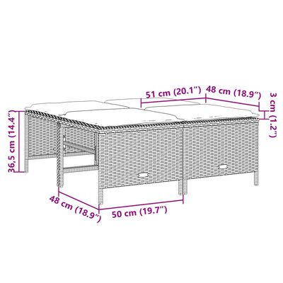 vidaXL Tabourets de jardin avec coussins lot de 4 noir résine tressée