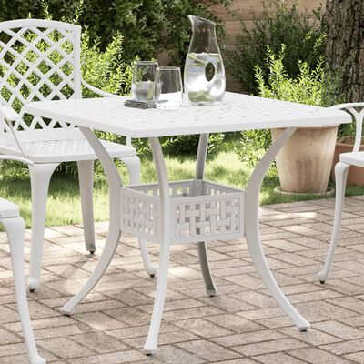 vidaXL Table de jardin blanc 80x80x75 cm aluminium coulé