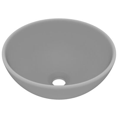 vidaXL Lavabo rond de luxe de salle Gris clair mat 32,5x14cm Céramique