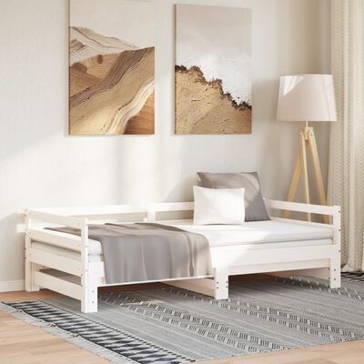 vidaXL Lit coulissant blanc bois de pin massif 2x(90x200) cm