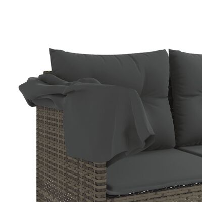 vidaXL Salon de jardin 5 pcs avec coussins gris résine tressée