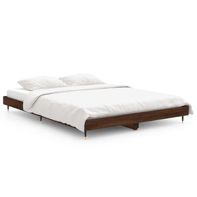 vidaXL Cadre de lit chêne marron 135x190 cm bois d'ingénierie