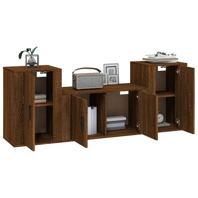 vidaXL Ensemble de meubles TV 3 pcs Chêne marron Bois d'ingénierie