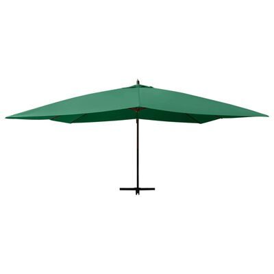 vidaXL Parasol en porte-à-faux avec mât en bois 400x300 cm Vert