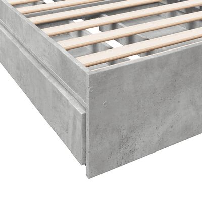 vidaXL Cadre de lit avec tiroirs sans matelas gris béton 75x190 cm