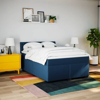 vidaXL Sommier à lattes de lit avec matelas Bleu 160x200 cm Tissu