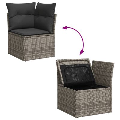 vidaXL Salon de jardin avec coussins 14 pcs gris résine tressée