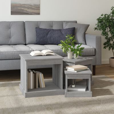 vidaXL Tables basses 3 pcs sonoma gris bois d'ingénierie