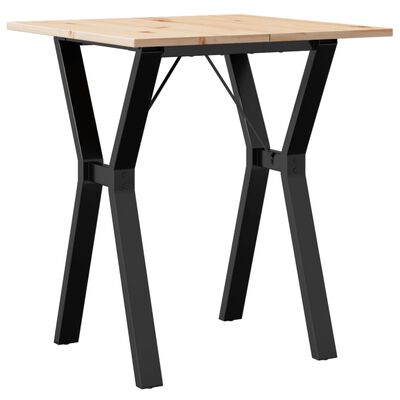 vidaXL Table à manger cadre en Y 60x60x75 cm bois de pin massif fonte