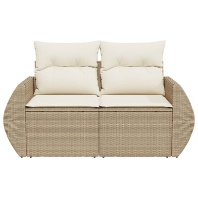 vidaXL Canapé de jardin avec coussins 2 places beige résine tressée