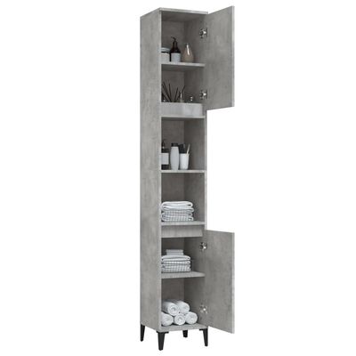 vidaXL Armoire de salle de bain gris béton 30x30x190 cm