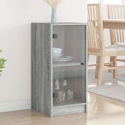 vidaXL Armoire latérale avec portes en verre sonoma gris 35x37x75,5 cm