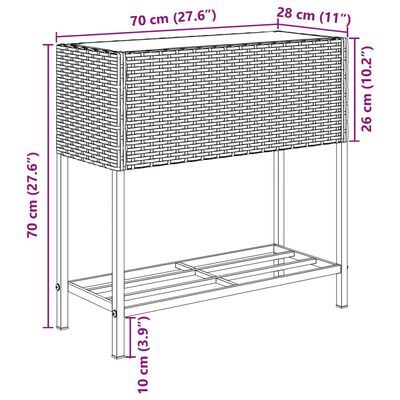 vidaXL Jardinière avec étagère gris résine tressée