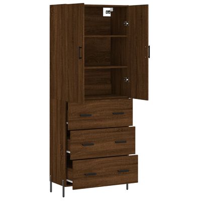 vidaXL Buffet haut Chêne marron 69,5x34x180 cm Bois d'ingénierie