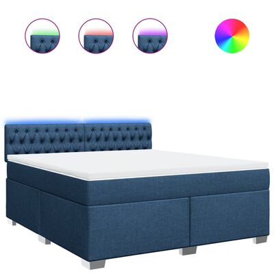 vidaXL Sommier à lattes de lit avec matelas Bleu 180x200 cm Tissu