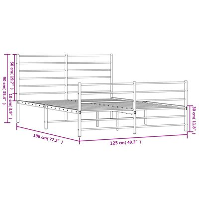 vidaXL Cadre de lit métal sans matelas et pied de lit blanc 120x190 cm