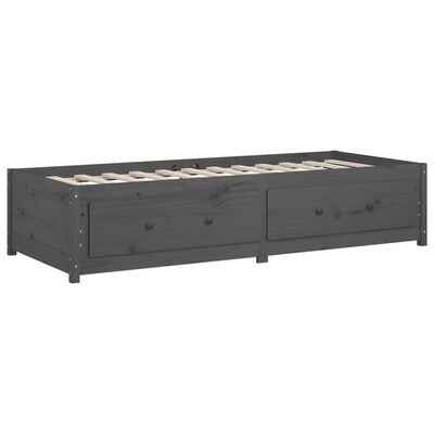 vidaXL Lit de jour Gris 90x190 cm Simple Bois de pin massif