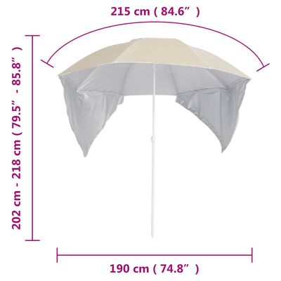 vidaXL Parasol de plage avec parois latérales sable 215 cm