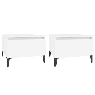 vidaXL Tables d'appoint 2 pcs Blanc 50x46x35 cm Bois d'ingénierie