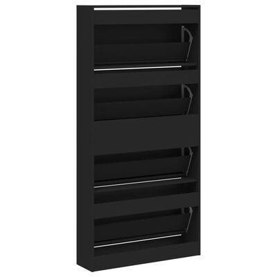 vidaXL Armoire à chaussures 4 tiroirs rabattables noir 80x21x163,5 cm